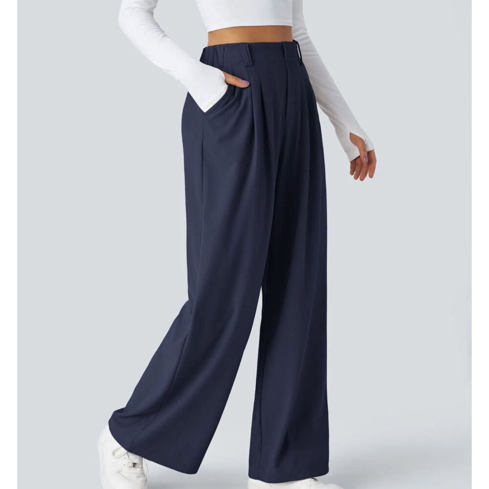 Halara Flex™ Large High Waisted Waffle Wide Leg Work Pants - Picture 2 of 10